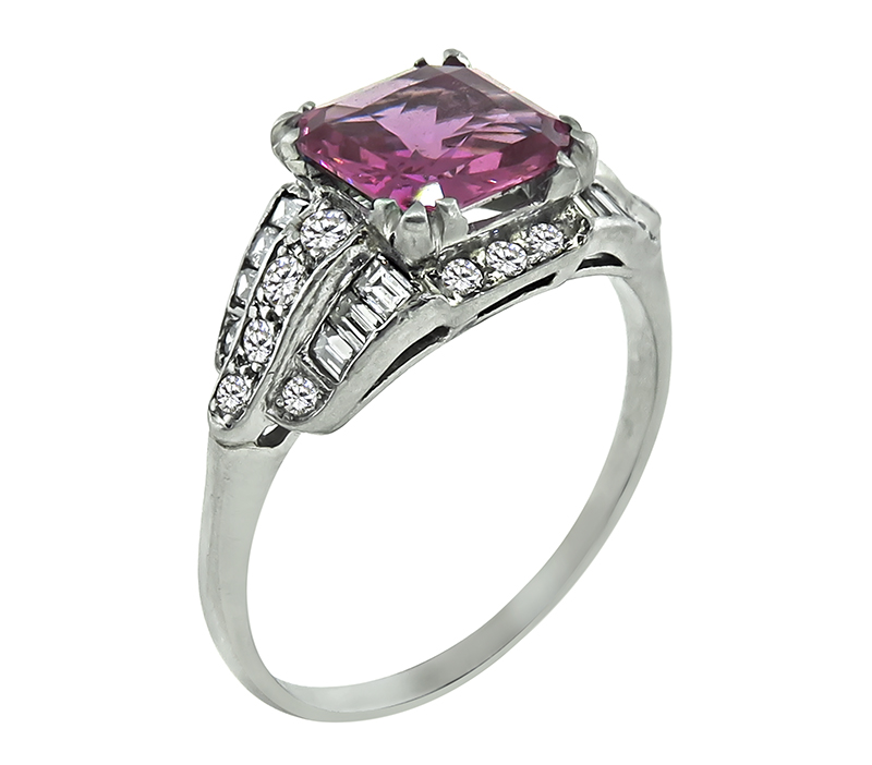 Art Deco 2.02ct Pink Sapphire 0.60ct Diamond Ring
