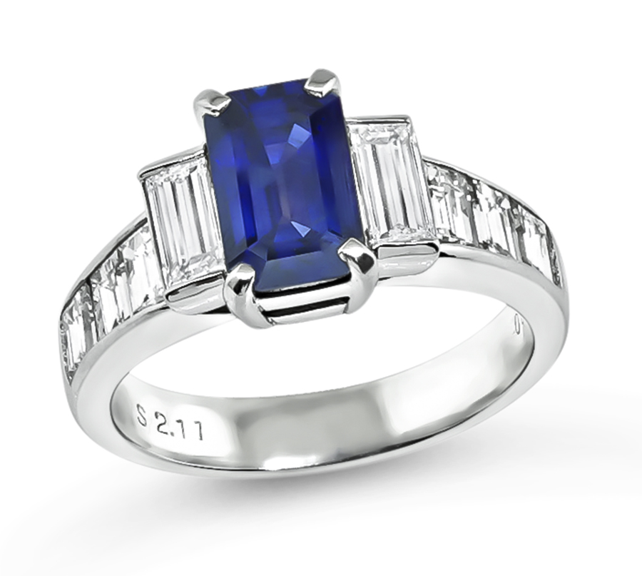 Estate 2.11ct Sapphire 1.80ct Diamond Ring