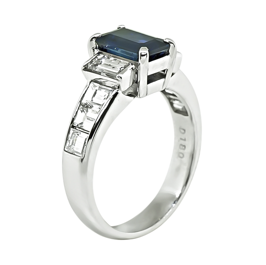 Estate 2.11ct Sapphire 1.80ct Diamond Ring