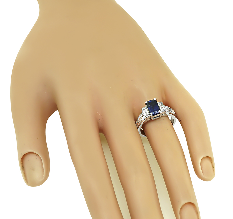 Estate 2.11ct Sapphire 1.80ct Diamond Ring