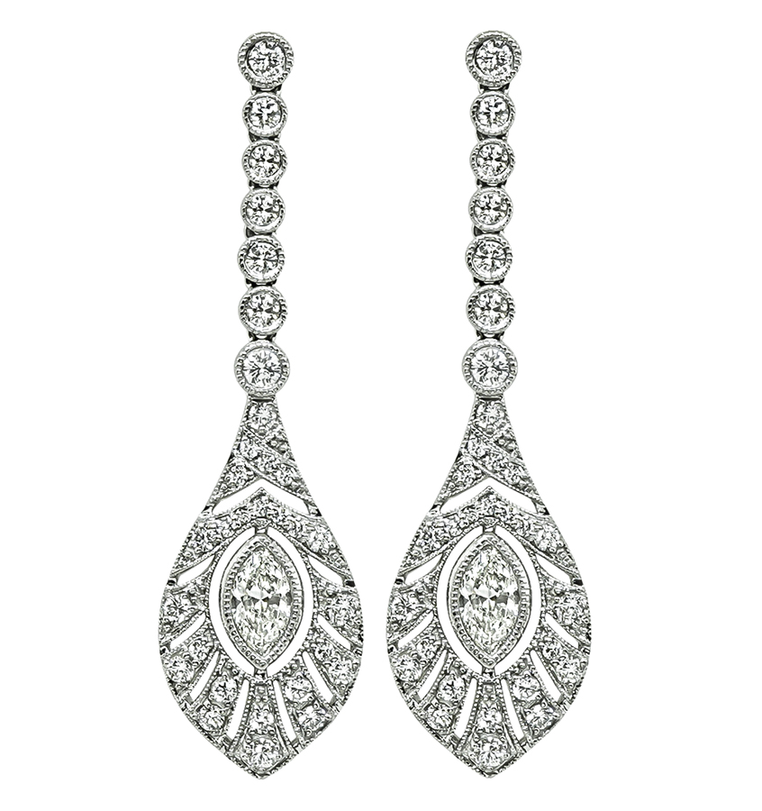 Estate 2.17ct Diamond Dangling Earrings