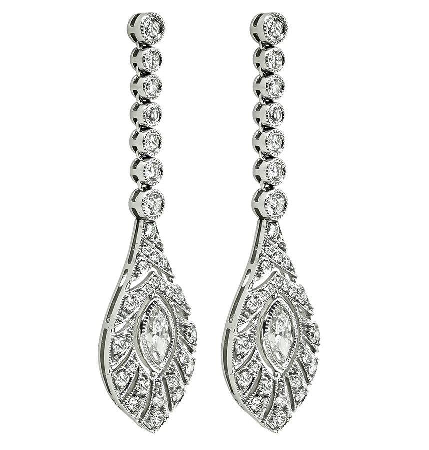 Estate 2.17ct Diamond Dangling Earrings