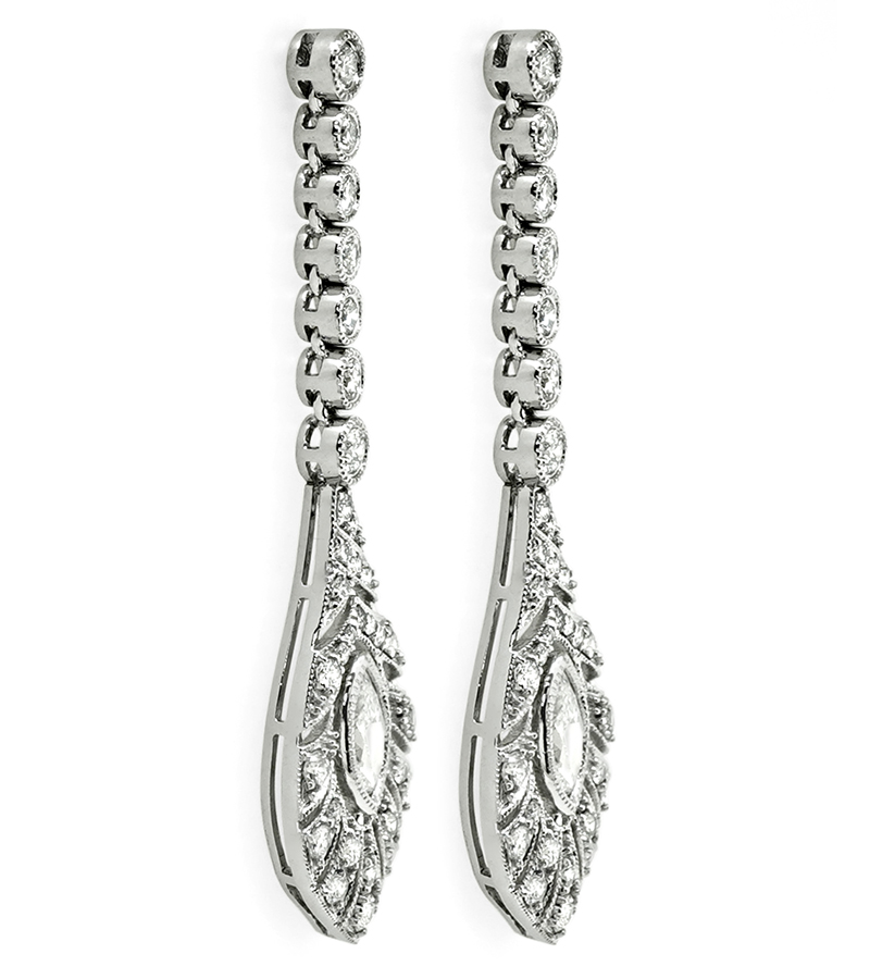 Estate 2.17ct Diamond Dangling Earrings