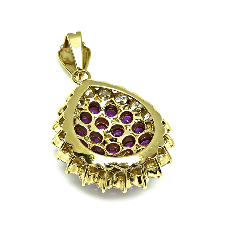 Estate 2.24ct Diamond 3.15ct Pink Sapphire Gold Pendant