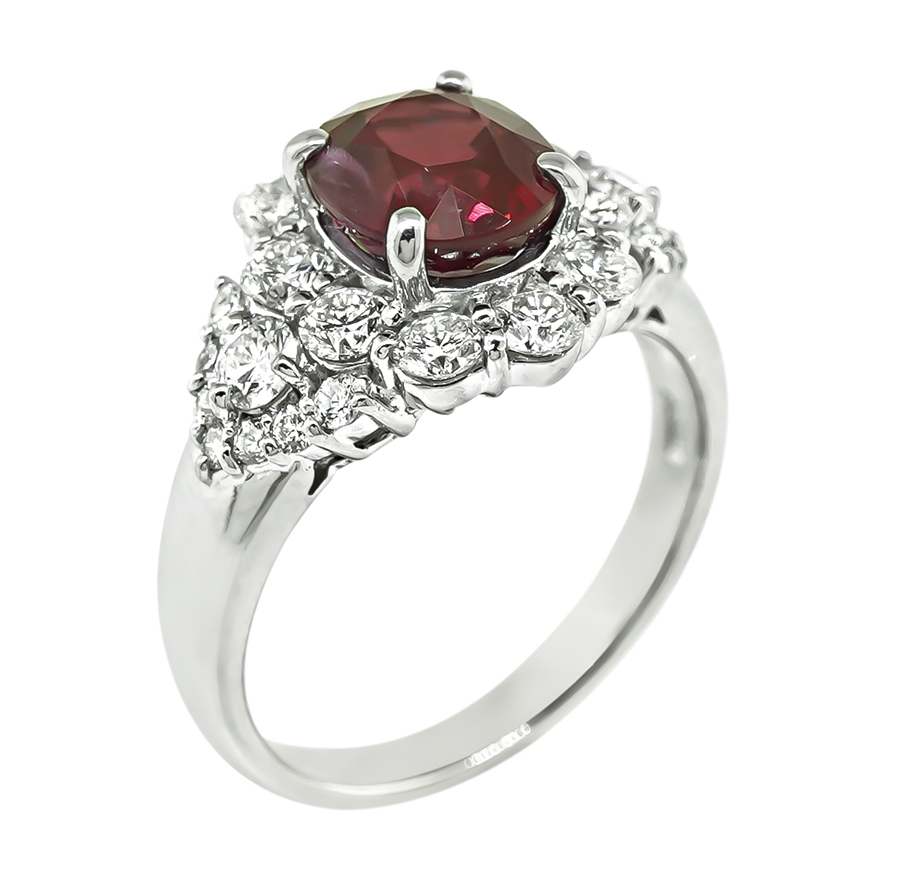 Estate 2.23ct Burma Ruby 1.08ct Diamond Ring