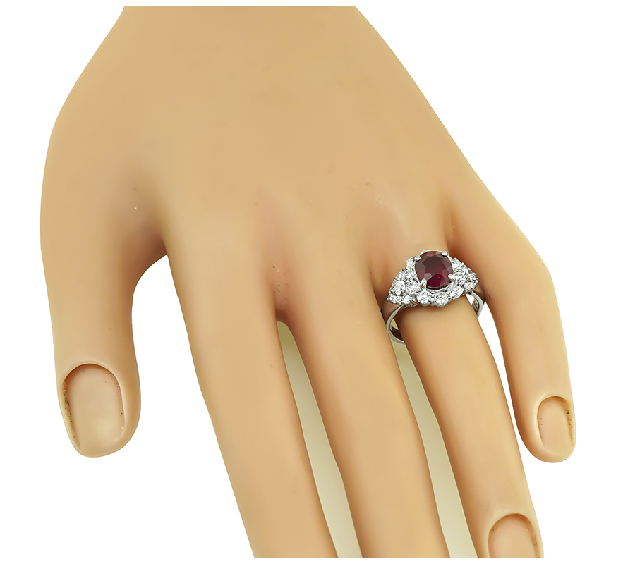 Estate 2.23ct Burma Ruby 1.08ct Diamond Ring