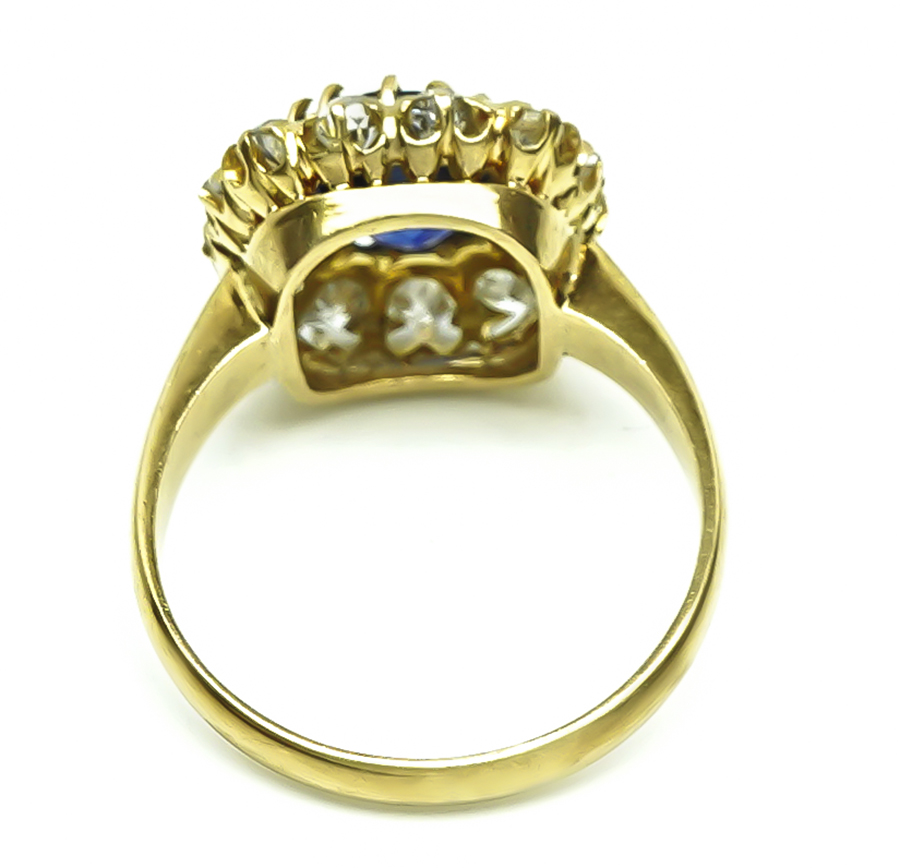 Estate 2.36ct Sapphire 1.30ct Diamond Gold Ring