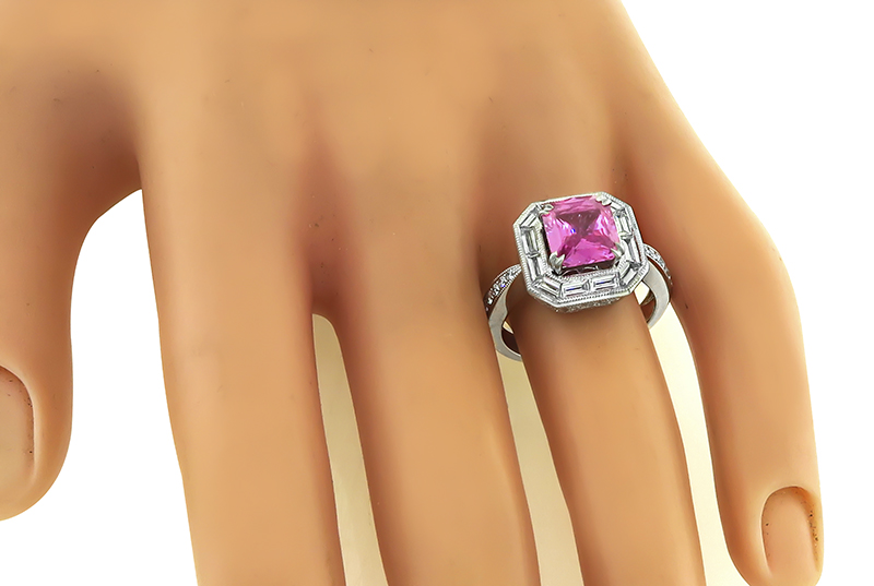 Estate 2.42ct Pink Sapphire 1.50ct Diamond Ring