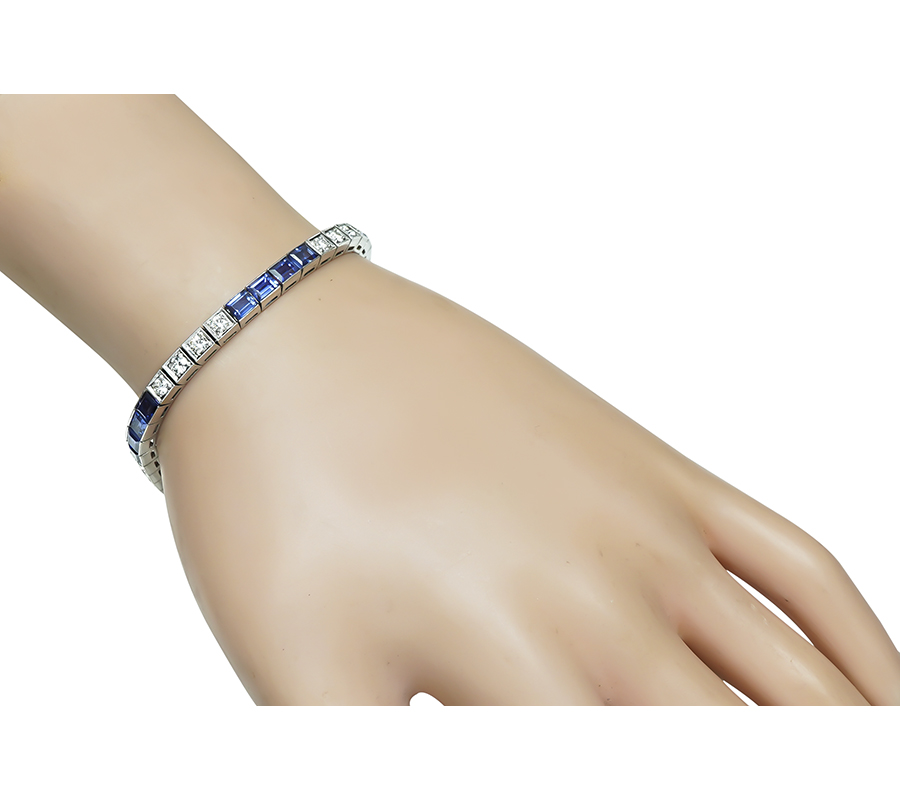 Estate 2.50ct Diamond Sapphire Line Bracelet