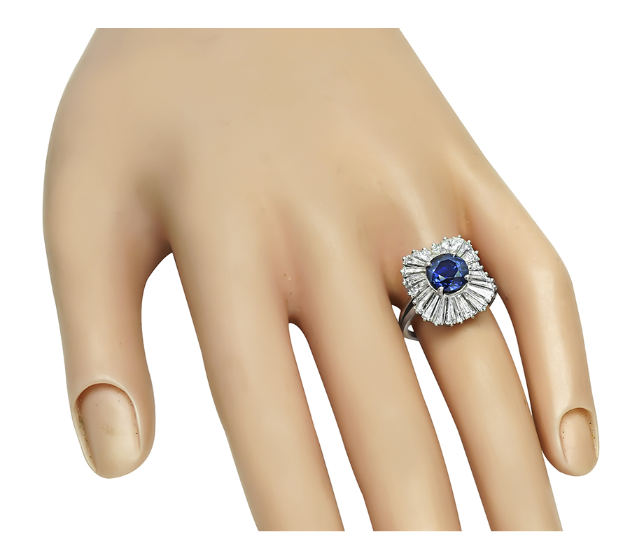 Estate 2.50ct Sapphire 1.75ct Diamond Ballerina Ring