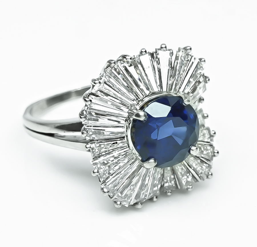 Estate 2.50ct Sapphire 1.75ct Diamond Ballerina Ring