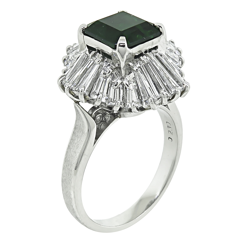 Estate 2.58ct Emerald 2.30ct Diamond Ring