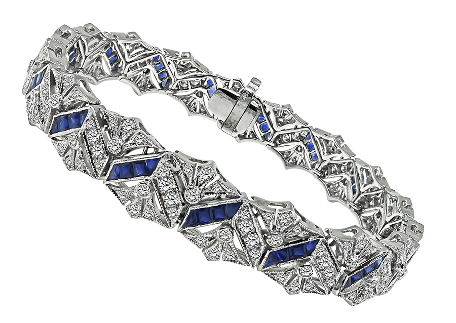 Estate 3.36ct Sapphire 2.63ct Diamond Bracelet