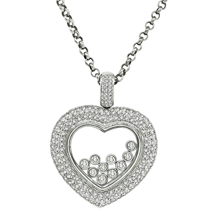 Estate 2.63ct Happy Diamond Heart Pendant Necklace