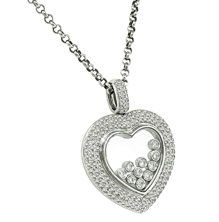 Estate 2.63ct Happy Diamond Heart Pendant Necklace