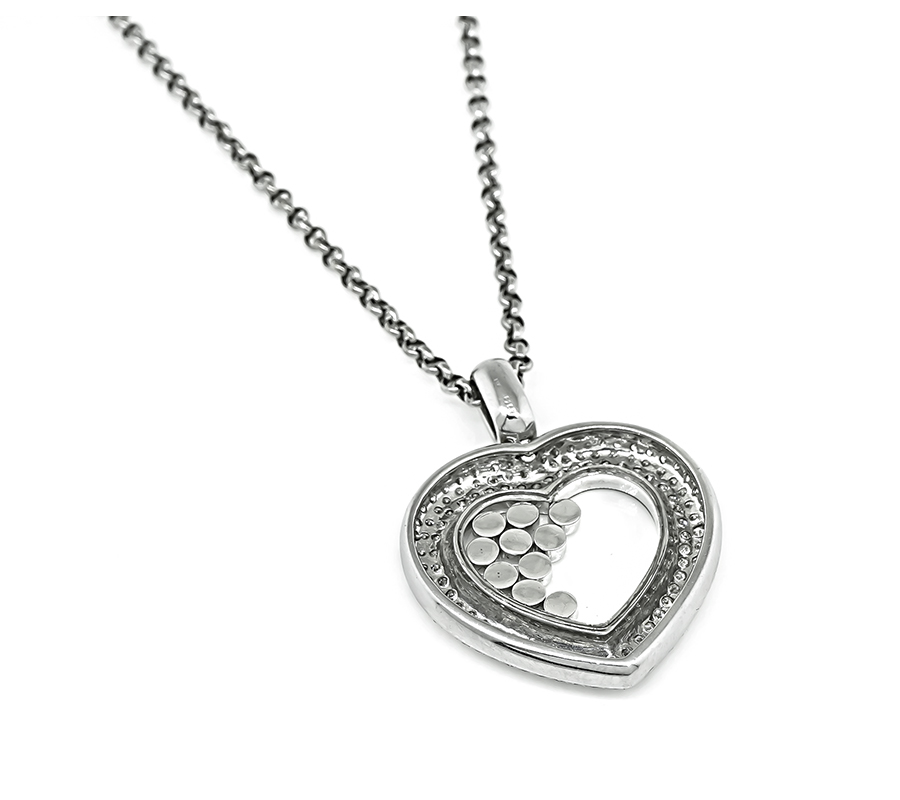 Estate 2.63ct Happy Diamond Heart Pendant Necklace