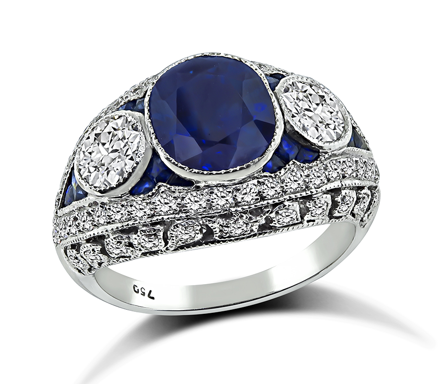 Estate 2.86ct Sapphire 1.33ct Diamond Ring