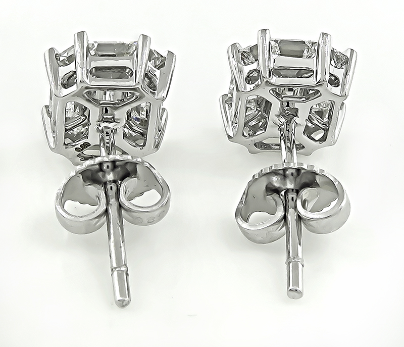 Estate 2.94ct Diamond Illusion Set Stud Earrings