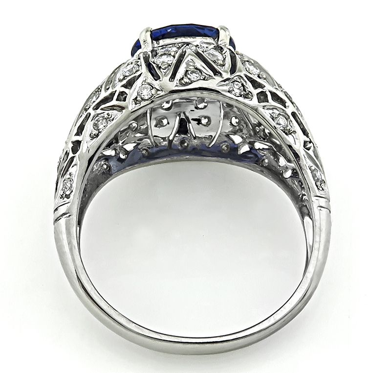Vintage 2.96ct Sapphire 1.00ct Diamond Engagement Ring