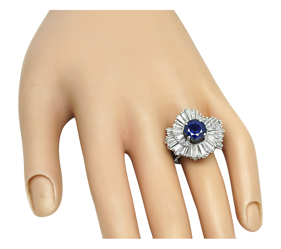 Estate 2.97ct Sapphire 1.75ct Diamond Ring