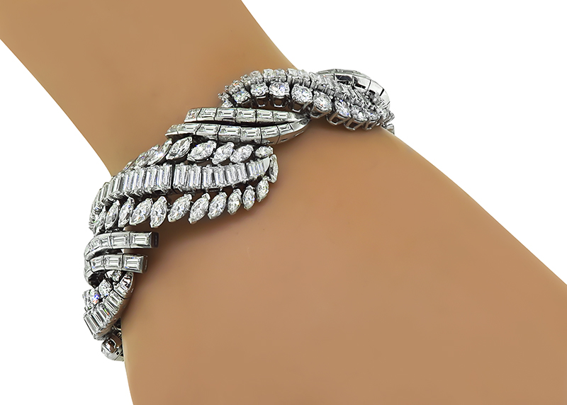 Estate 24.00ct Diamond Platinum Bracelet