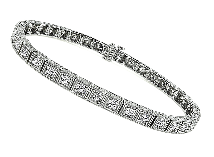 Estate 3.00ct Diamond White Gold Bracelet