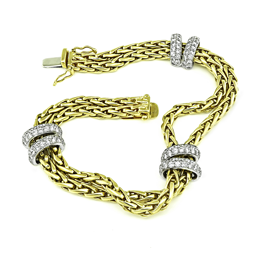 Estate 3.00ct Diamond Two Tone Gold Bracelet