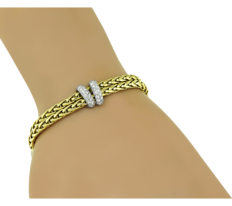 Estate 3.00ct Diamond Two Tone Gold Bracelet