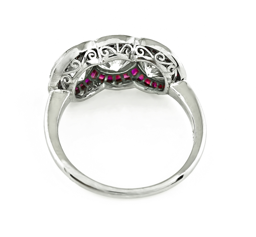 Art Deco 3.04ct Diamond Ruby Anniversary Ring