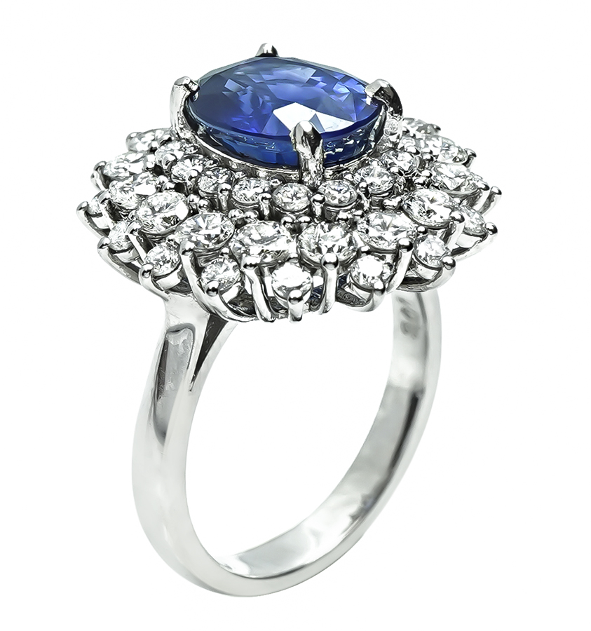 Estate 3.06ct Sapphire 2.01ct Diamond Ring