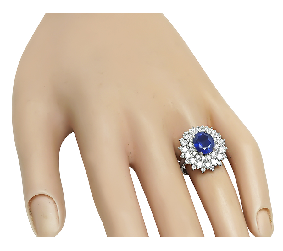 Estate 3.06ct Sapphire 2.01ct Diamond Ring