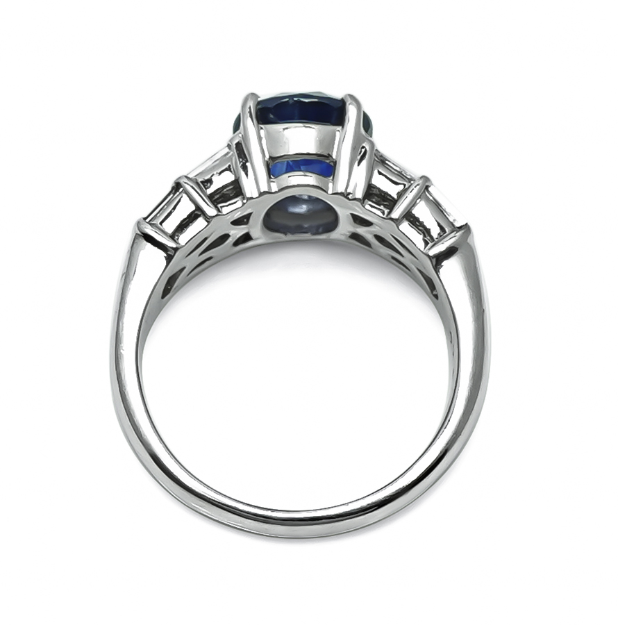 Estate 3.20ct Ceylon Sapphire 0.76ct Diamond Engagement Ring