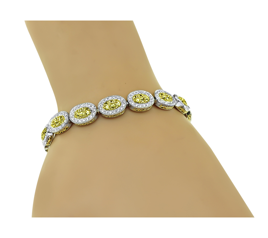 Estate 3.25ct Yellow Sapphire 1.28ct Diamond Bracelet