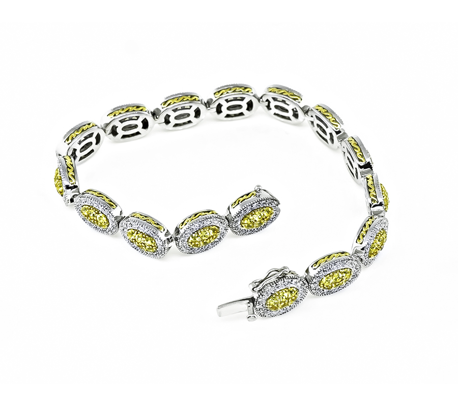 Estate 3.25ct Yellow Sapphire 1.28ct Diamond Bracelet