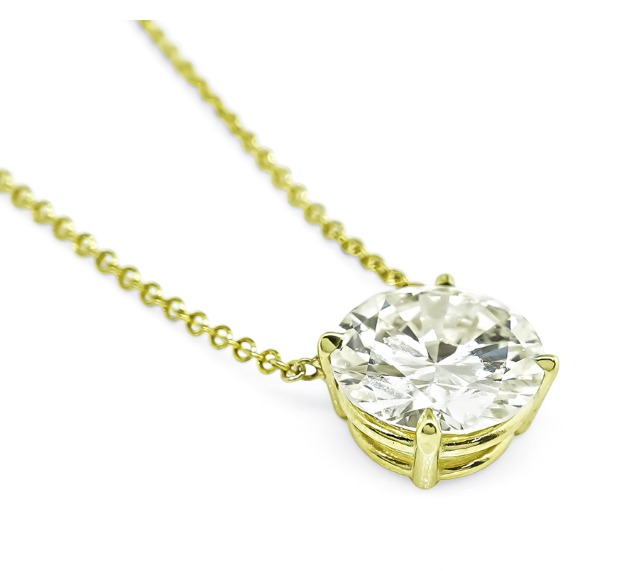 Estate 3.31ct Diamond Gold Pendant Necklace