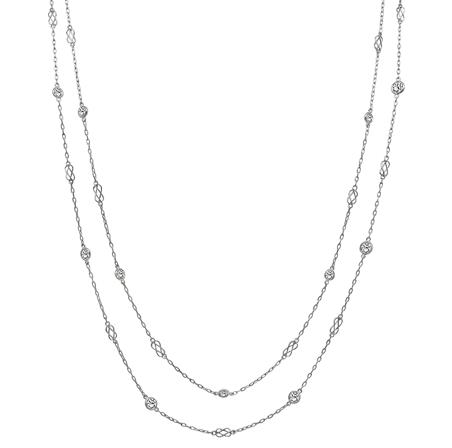Estate 3.35ct Diamond By The Yard Necklace