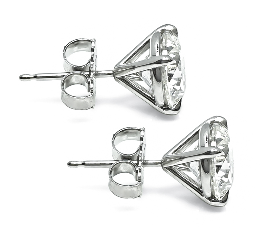 Estate 3.42ct Diamond Stud Earrings