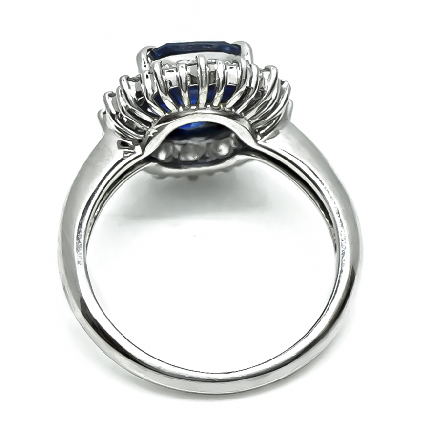 Estate 3.45ct Sapphire 0.57ct Diamond Engagement Ring