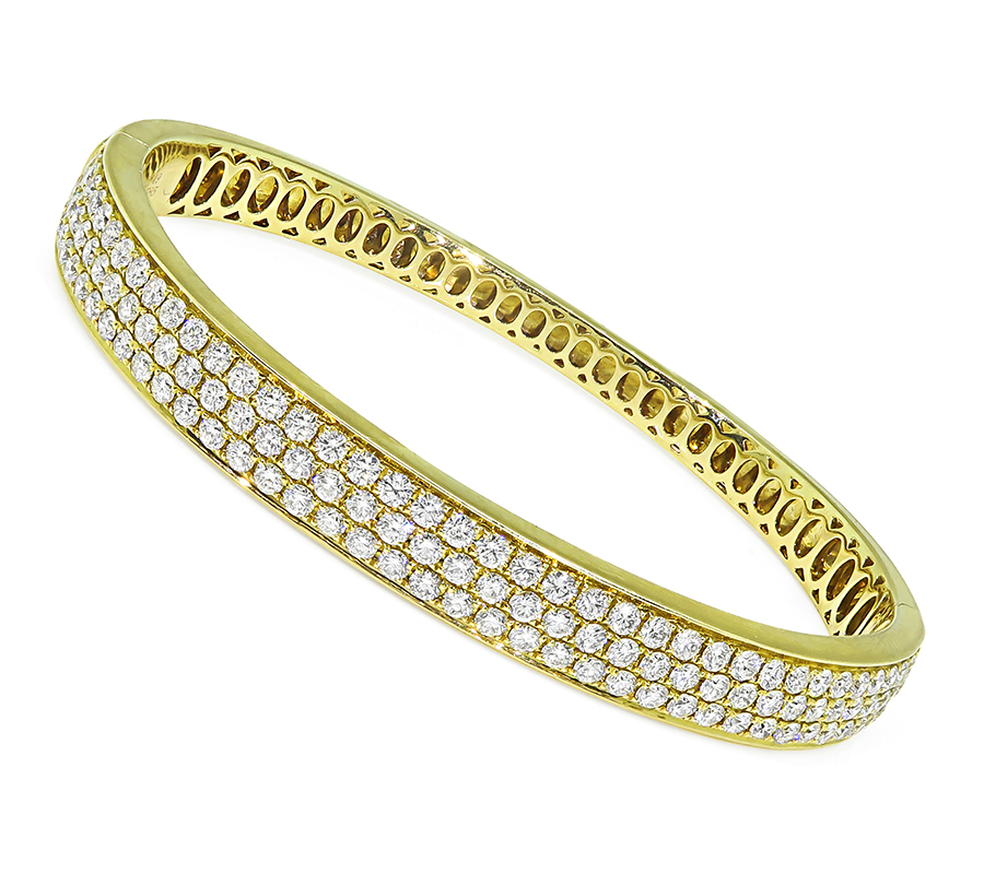 Estate 3.49ct Diamond Gold Bangle