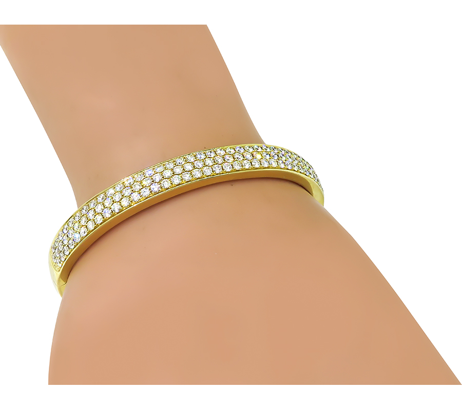 Estate 3.49ct Diamond Gold Bangle