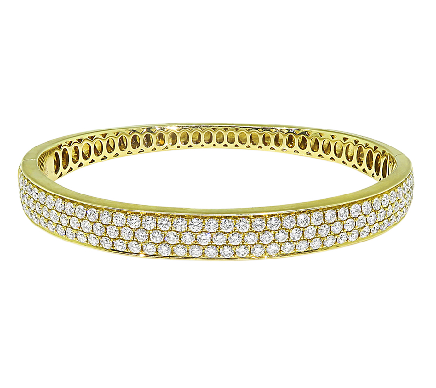 Estate 3.49ct Diamond Gold Bangle