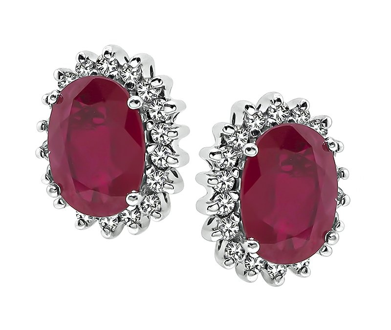 Estate 3.50ct Burmese Ruby 0.70ct Diamond Earrings