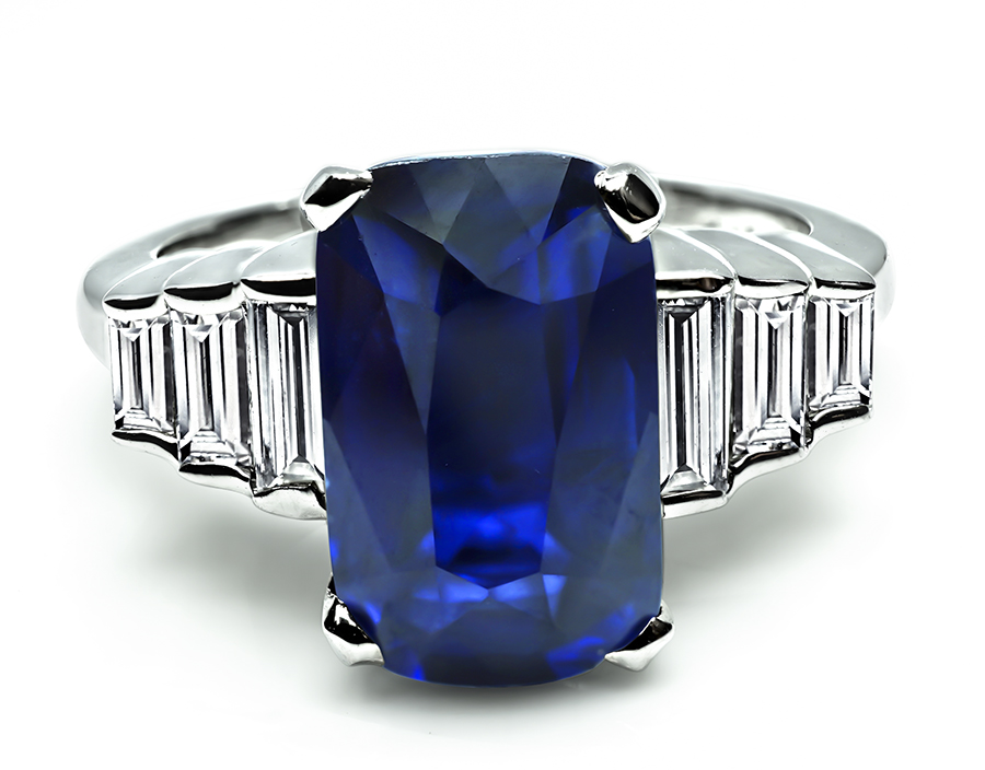 Estate 3.57ct Sapphire Diamond Engagement Ring