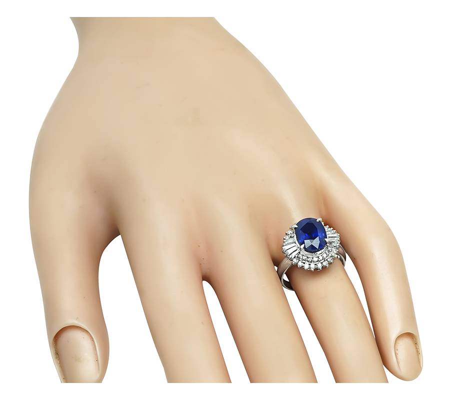 Estate 3.60ct Sapphire 0.75ct Diamond Ring