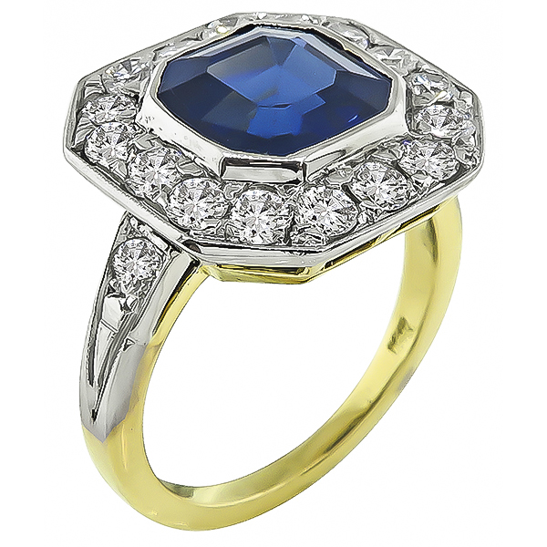 Vintage 3.69ct Sapphire 1.25ct Diamond Engagement Ring