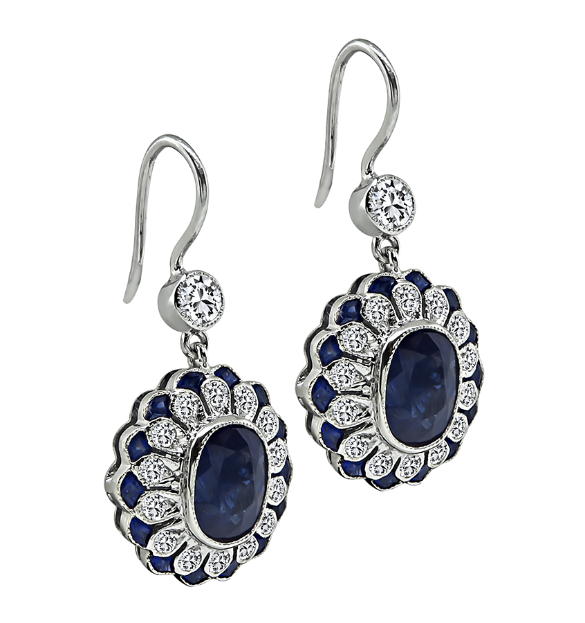 Estate 3.71ct Sapphire 0.82ct Diamond Earrings