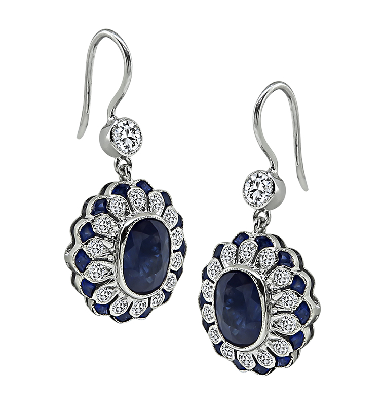 Estate 3.71ct Sapphire 0.82ct Diamond Earrings