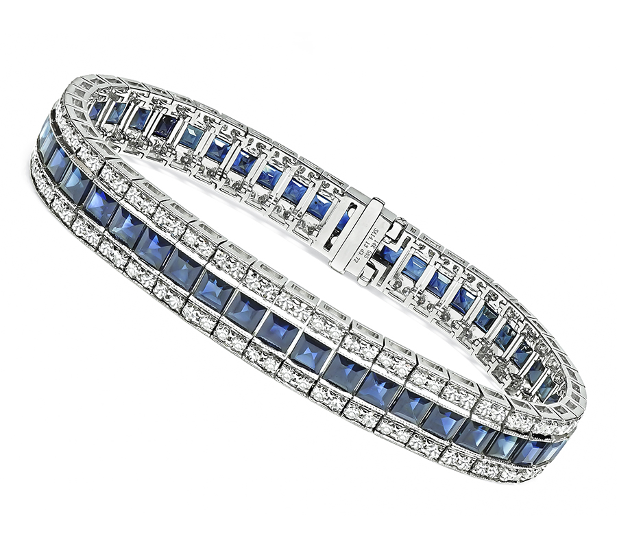 Estate 14.13ct Sapphire 3.72ct Diamond Bracelet