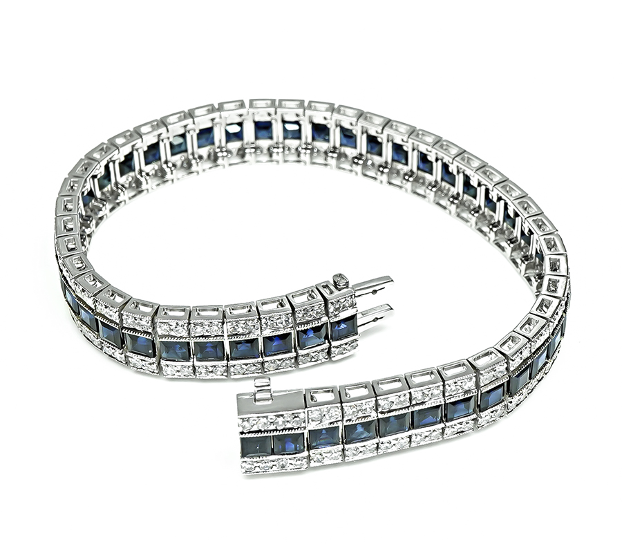 Estate 14.13ct Sapphire 3.72ct Diamond Bracelet
