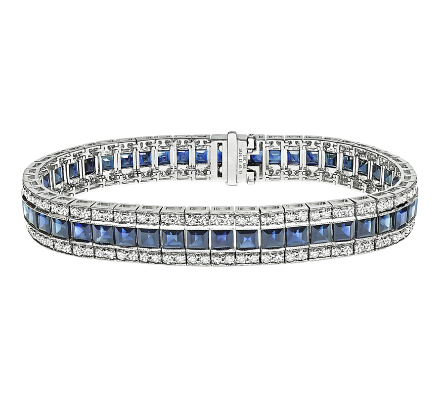 Estate 14.13ct Sapphire 3.72ct Diamond Bracelet